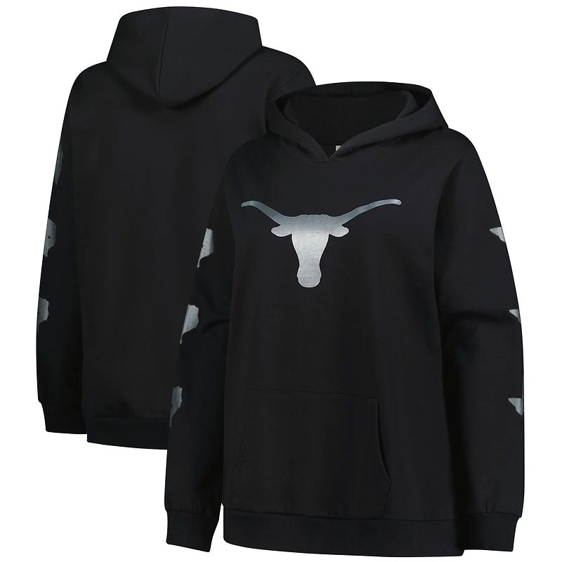 Women's Fanatics Black Texas Longhorns Plus Sleeve Hit Pullover Hoodie