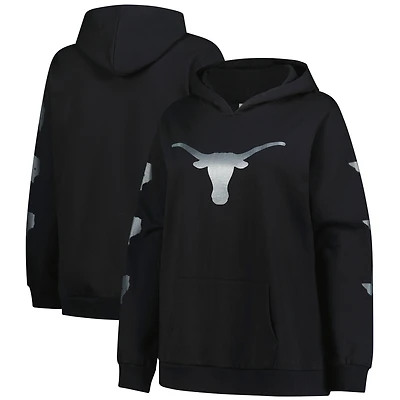 Women's Fanatics Black Texas Longhorns Plus Sleeve Hit Pullover Hoodie