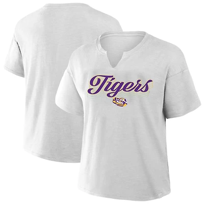 Women's Fanatics Gray LSU Tigers Plus Winning Gear Notch Neck T-Shirt