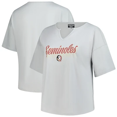 Women's Fanatics Gray Florida State Seminoles Plus Winning Gear Notch Neck T-Shirt