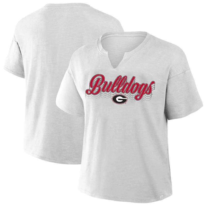 Women's Fanatics Gray Georgia Bulldogs Plus Winning Gear Notch Neck T-Shirt