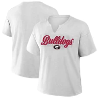 Women's Fanatics Gray Georgia Bulldogs Plus Winning Gear Notch Neck T-Shirt