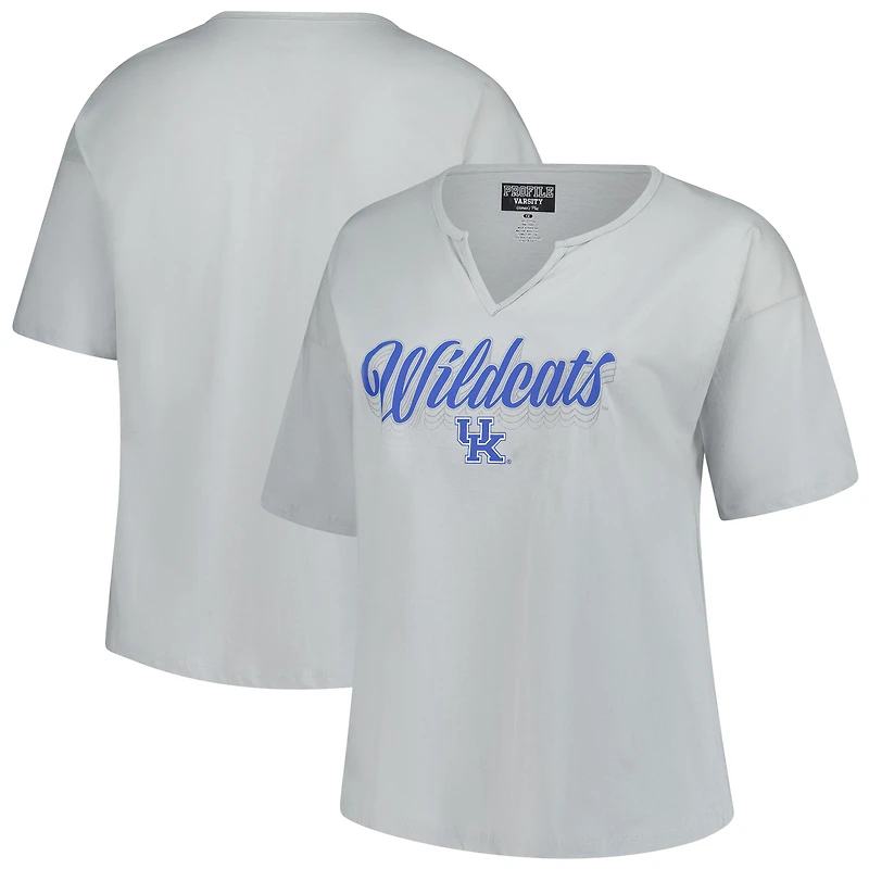 Women's Fanatics Gray Kentucky Wildcats Plus Winning Gear Notch Neck T-Shirt