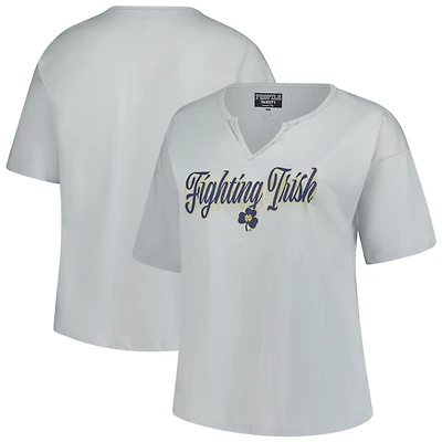 Women's Fanatics Gray Notre Dame Fighting Irish Plus Winning Gear Notch Neck T-Shirt
