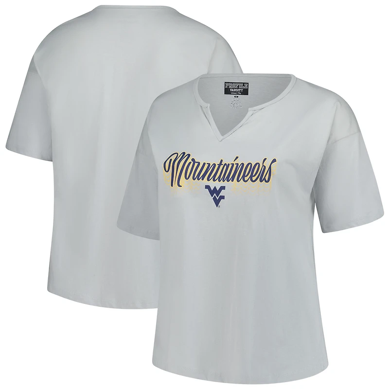 Women's Fanatics Gray West Virginia Mountaineers Plus Winning Gear Notch Neck T-Shirt