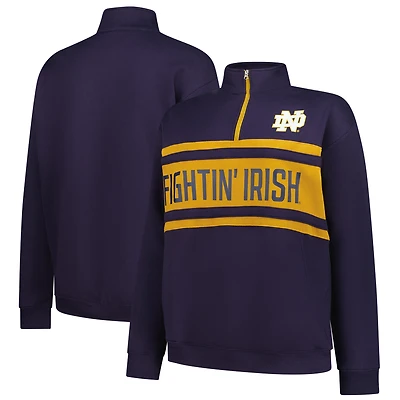 Women's Fanatics Navy/Gold Notre Dame Fighting Irish Plus Quarter-Zip Pullover