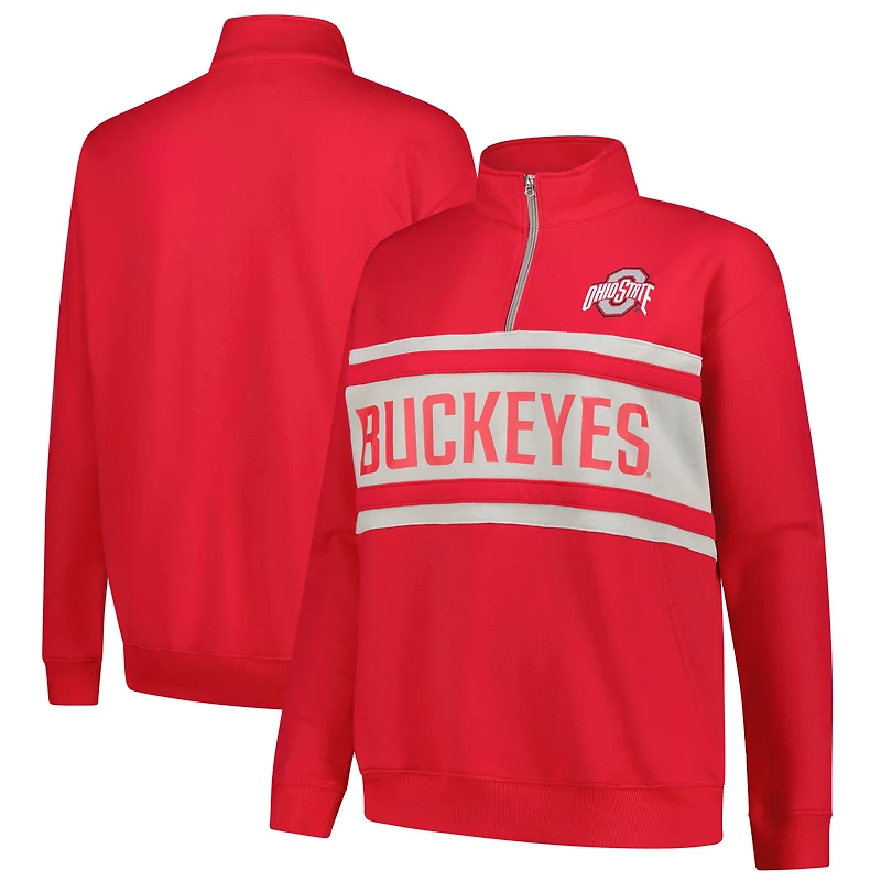 Women's Fanatics Scarlet/Gray Ohio State Buckeyes Plus Quarter-Zip Pullover