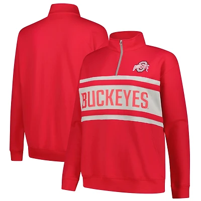 Women's Fanatics Scarlet/Gray Ohio State Buckeyes Plus Quarter-Zip Pullover