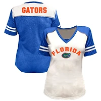 Women's Fanatics White Florida Gators Plus Rhinestone Glitter Sleeve Stripe V-Neck T-Shirt