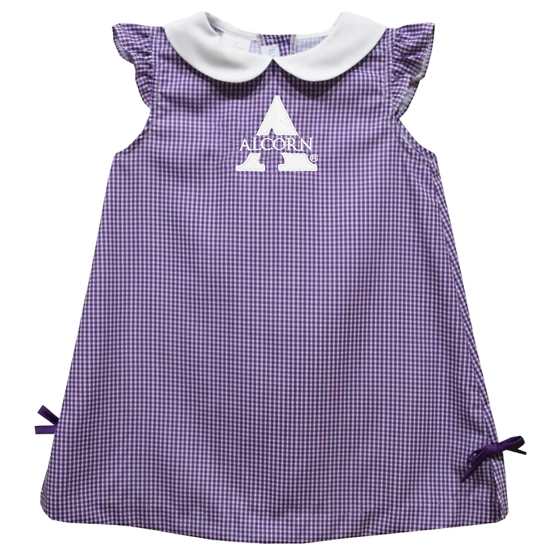 Infant Girls Vive La Fete Purple Alcorn State Braves Mini Check Pattern A-Line Dress