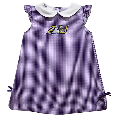 Infant Girls Vive La Fete Purple Ashland Eagles Mini Check Pattern A-Line Dress