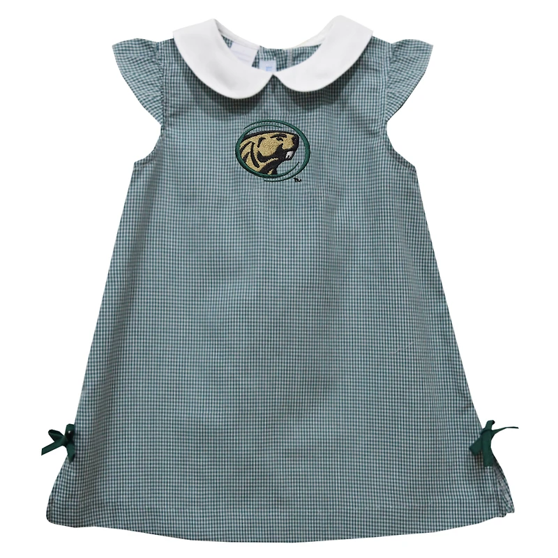 Infant Girls Vive La Fete Green Bemidji State Beavers Mini Check Pattern A-Line Dress