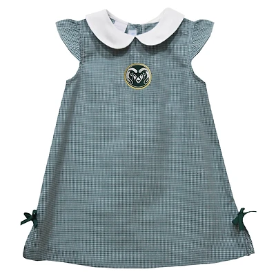 Infant Girls Vive La Fete Green Colorado State Rams Mini Check Pattern A-Line Dress