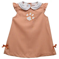 Infant Girls Vive La Fete Orange Clemson Tigers Mini Check Pattern A-Line Dress