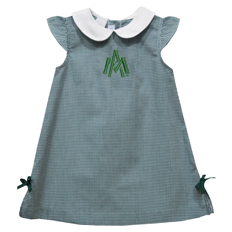 Infant Girls Vive La Fete Green Arkansas-Monticello Boll Weevils Mini Check Pattern A-Line Dress
