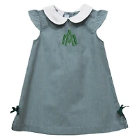 Infant Girls Vive La Fete Green Arkansas-Monticello Boll Weevils Mini Check Pattern A-Line Dress