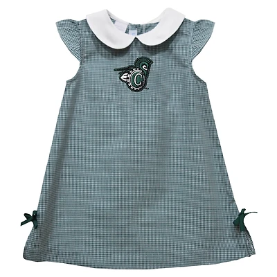 Infant Girls Vive La Fete Green Vermont State University Mini Check Pattern A-Line Dress