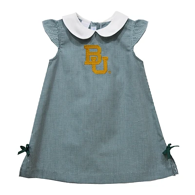 Infant Girls Vive La Fete Green Baylor Bears Mini Check Pattern A-Line Dress