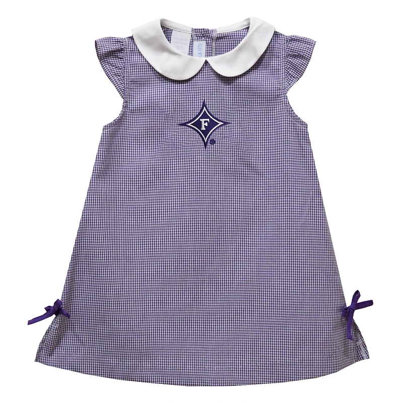 Infant Girls Vive La Fete Purple Furman Paladins Mini Check Pattern A-Line Dress