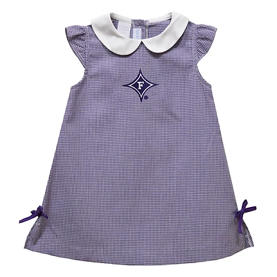 Infant Girls Vive La Fete Purple Furman Paladins Mini Check Pattern A-Line Dress