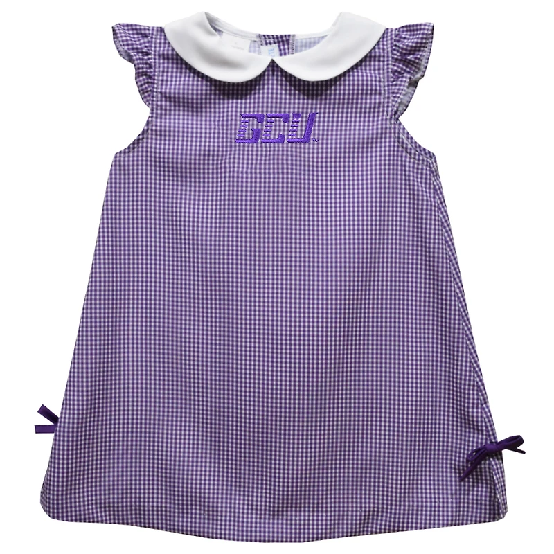 Infant Girls Vive La Fete Purple Grand Canyon Antelopes Mini Check Pattern A-Line Dress
