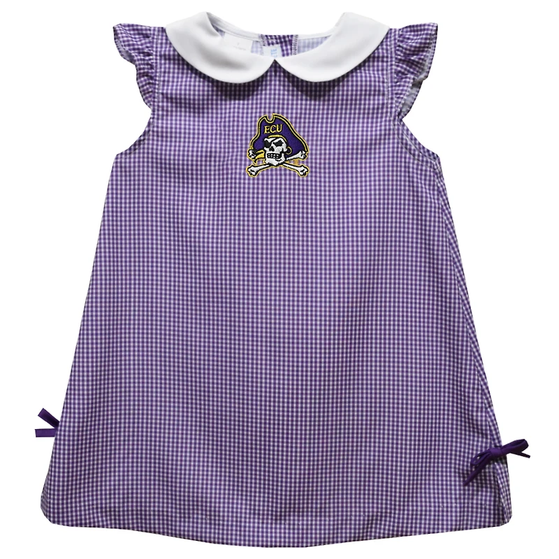 Infant Girls Vive La Fete Purple ECU Pirates Mini Check Pattern A-Line Dress