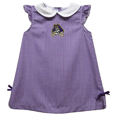 Infant Girls Vive La Fete Purple ECU Pirates Mini Check Pattern A-Line Dress