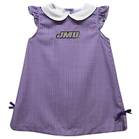 Infant Girls Vive La Fete Purple James Madison Dukes Mini Check Pattern A-Line Dress