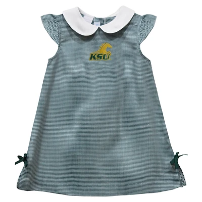 Infant Girls Vive La Fete Green Kentucky State Thorobreds Mini Check Pattern A-Line Dress