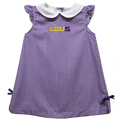 Infant Girls Vive La Fete Purple LSU Shreveport Pilots Mini Check Pattern A-Line Dress