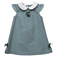 Infant Girls Vive La Fete Green Michigan State Spartans Mini Check Pattern A-Line Dress