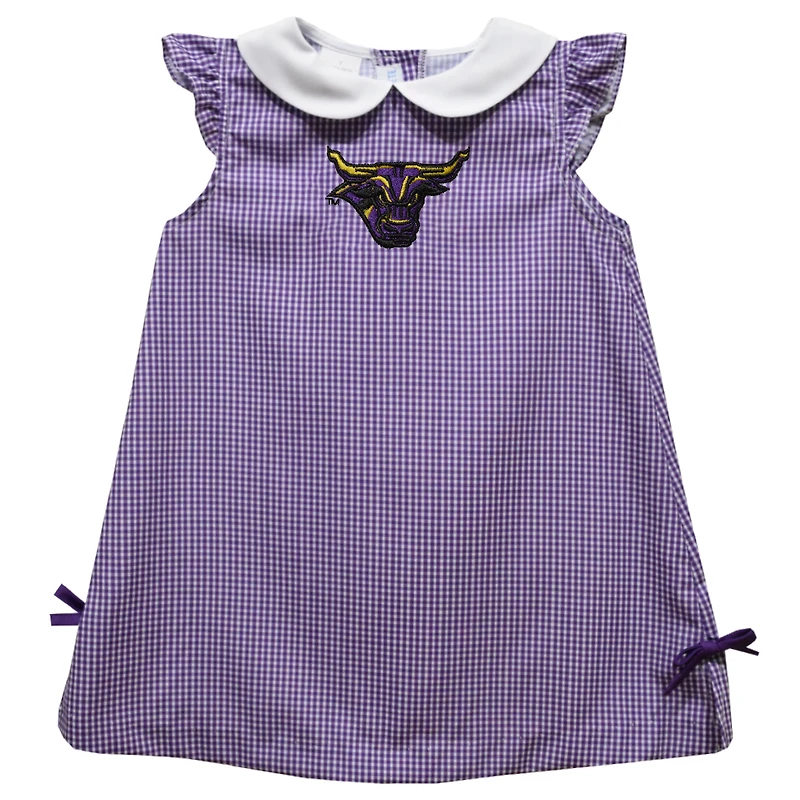 Infant Girls Vive La Fete Purple Minnesota State Mavericks Mini Check Pattern A-Line Dress