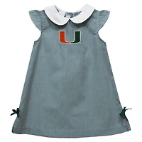 Infant Girls Vive La Fete Green Miami Hurricanes Mini Check Pattern A-Line Dress