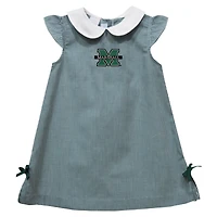 Infant Girls Vive La Fete Green Marshall Thundering Herd Mini Check Pattern A-Line Dress
