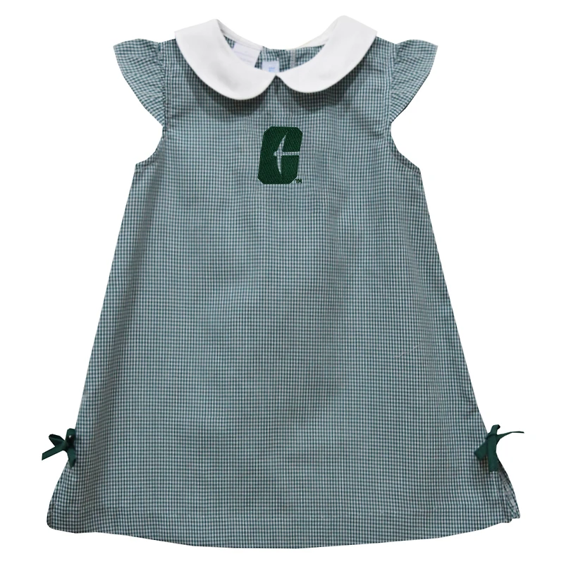 Infant Girls Vive La Fete Green Charlotte 49ers Mini Check Pattern A-Line Dress
