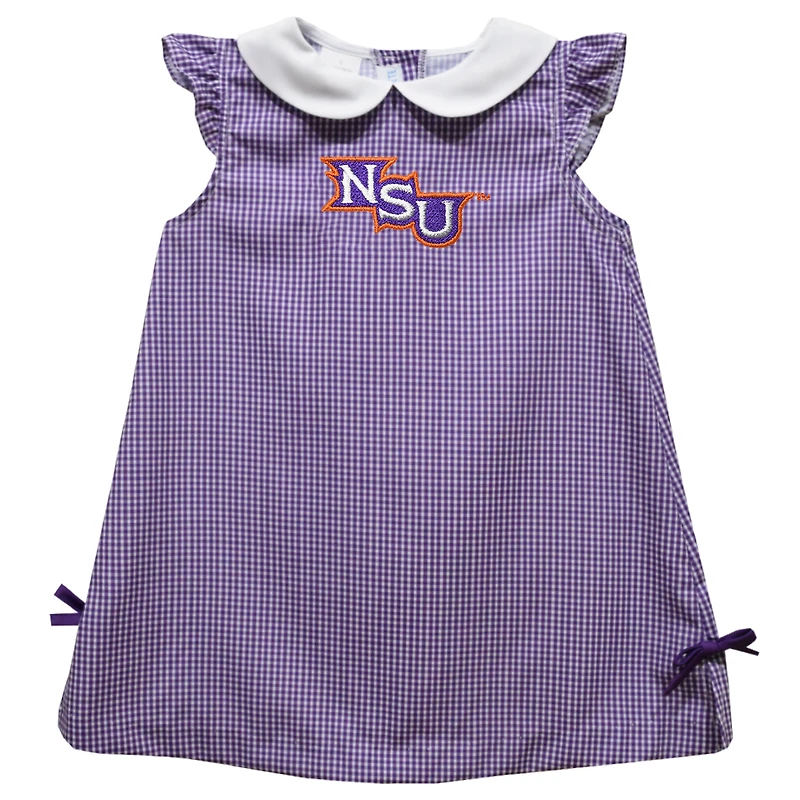 Infant Girls Vive La Fete Purple Northwestern State Demons Mini Check Pattern A-Line Dress