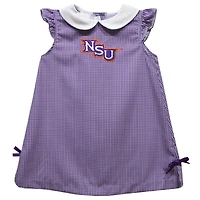Infant Girls Vive La Fete Purple Northwestern State Demons Mini Check Pattern A-Line Dress