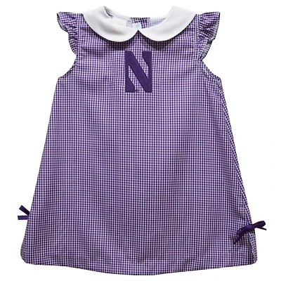 Infant Girls Vive La Fete Purple Northwestern Wildcats Mini Check Pattern A-Line Dress