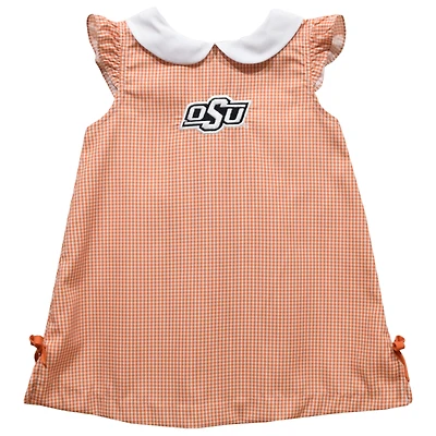 Infant Girls Vive La Fete Orange Oklahoma State Cowboys Mini Check Pattern A-Line Dress