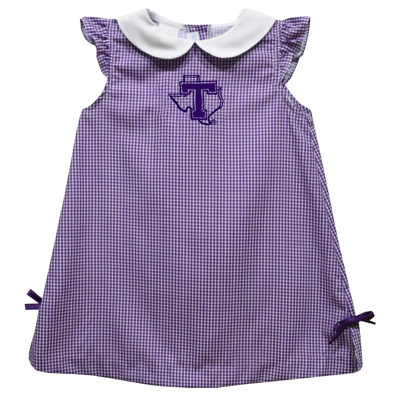 Infant Girls Vive La Fete Purple Tarleton State Texans Mini Check Pattern A-Line Dress