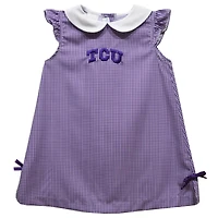 Infant Girls Vive La Fete Purple TCU Horned Frogs Mini Check Pattern A-Line Dress