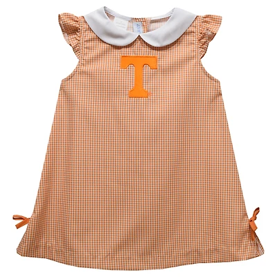 Infant Girls Vive La Fete Tennessee Orange Tennessee Volunteers Mini Check Pattern A-Line Dress