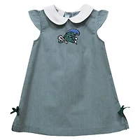 Infant Girls Vive La Fete Green Tulane Green Wave Mini Check Pattern A-Line Dress