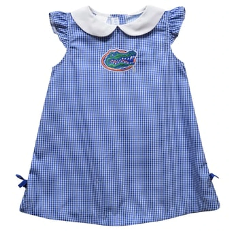 Infant Girls Vive La Fete Royal Florida Gators Mini Check Pattern A-Line Dress