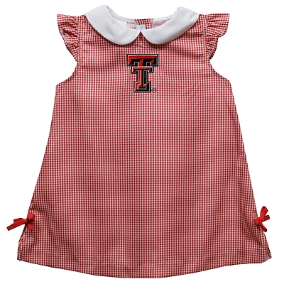Infant Girls Vive La Fete Red Texas Tech Red Raiders Mini Check Pattern A-Line Dress