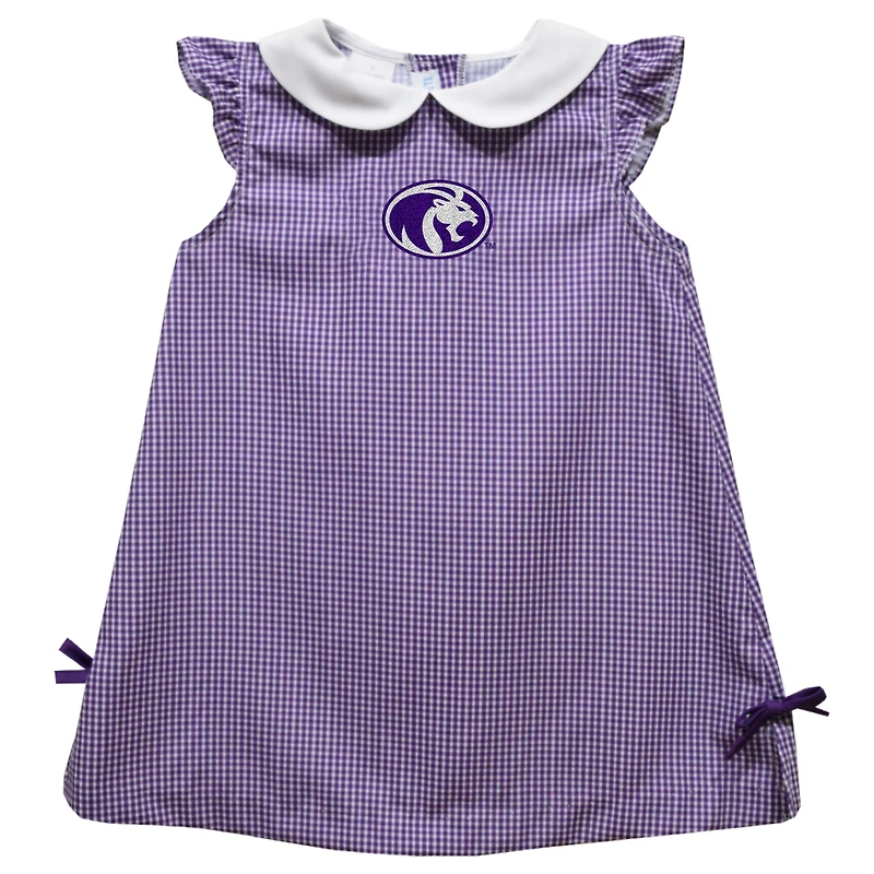 Infant Girls Vive La Fete Purple North Alabama Lions Mini Check Pattern A-Line Dress