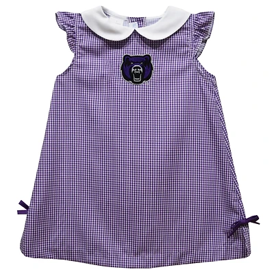 Infant Girls Vive La Fete Purple Central Arkansas Bears Mini Check Pattern A-Line Dress