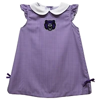 Infant Girls Vive La Fete Purple Central Arkansas Bears Mini Check Pattern A-Line Dress