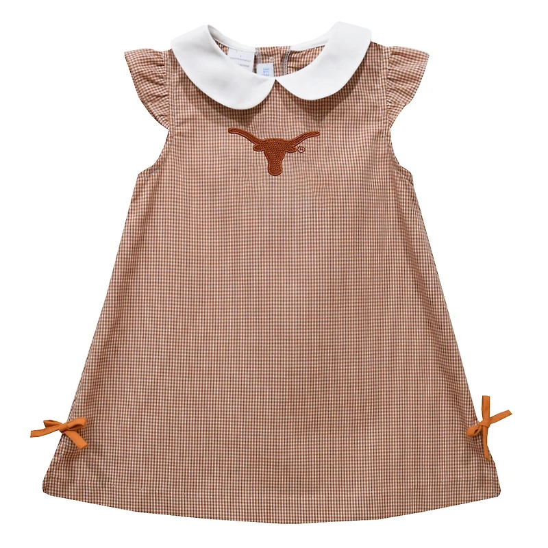 Infant Girls Vive La Fete Texas Orange Texas Longhorns Mini Check Pattern A-Line Dress