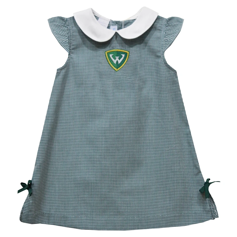Infant Girls Vive La Fete Green Wayne State Warriors Mini Check Pattern A-Line Dress